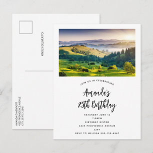 Rolling Hills Scenic Nature Photo Birthday Invitation Postcard