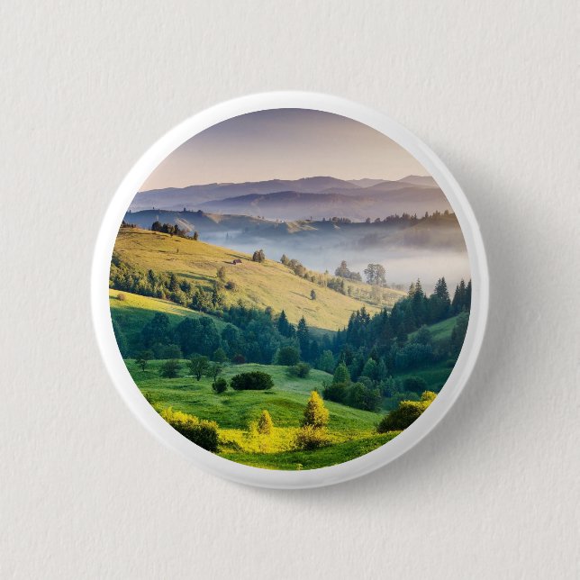 Rolling Hills Scenic Nature Photo Button (Front)