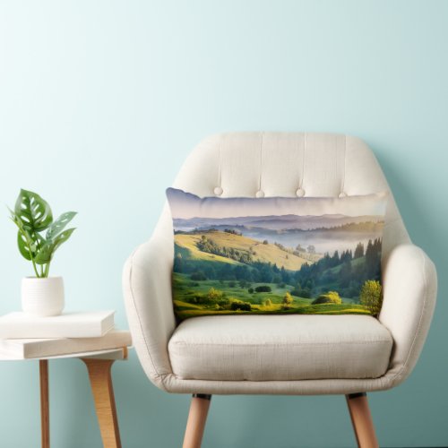 Rolling Hills Scenic Nature Photo Lumbar Pillow