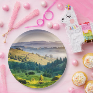 Rolling Hills Scenic Nature Photo Paper Plates
