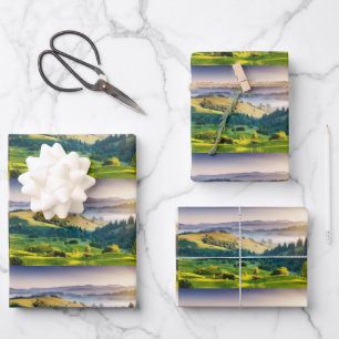 Rolling Hills Scenic Nature Photo Pattern Wrapping Paper Sheets