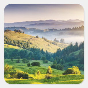 Rolling Hills Scenic Nature Photo Square Sticker