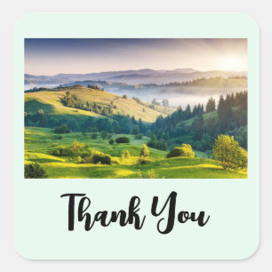Rolling Hills Scenic Nature Photo Thank You Square Sticker