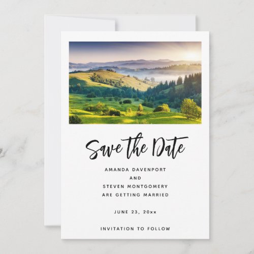 Rolling Hills Scenic Nature Photo Wedding Save The Date