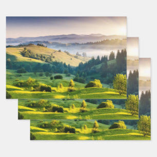 Rolling Hills Scenic Nature Photo Wrapping Paper Sheets