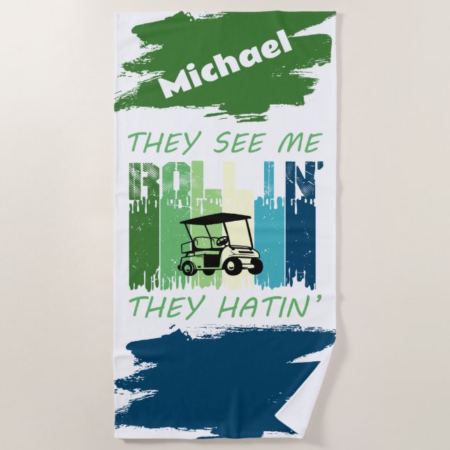 Rolling in Style—Customizable Beach Vibes Towel (Front)
