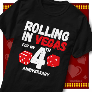 Rolling In Vegas 4th Anniversary Funny Couple T-Shirt