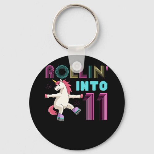 Rolling into 11 _ roller scate unicorn keychain