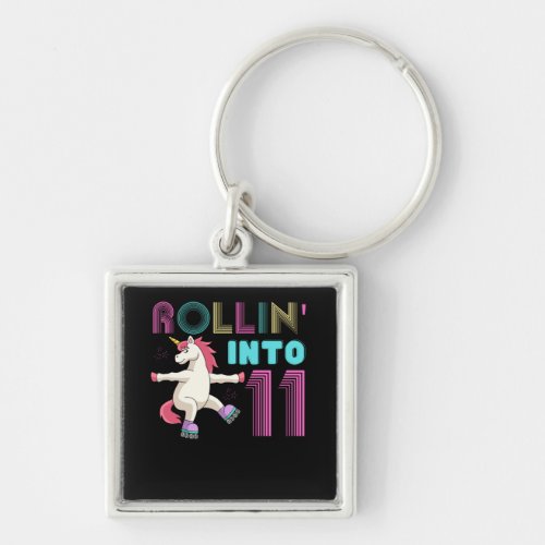 Rolling into 11 _ roller scate unicorn keychain