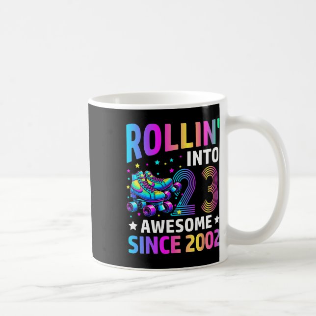 Rolling Into 23 Years Old Skates 23rd Birthday Gif Coffee Mug (Right)