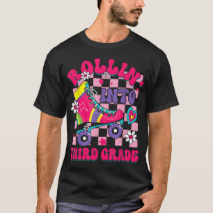 Rolling Into 3Rd Grade Retro Groovy Back To School T-Shirt