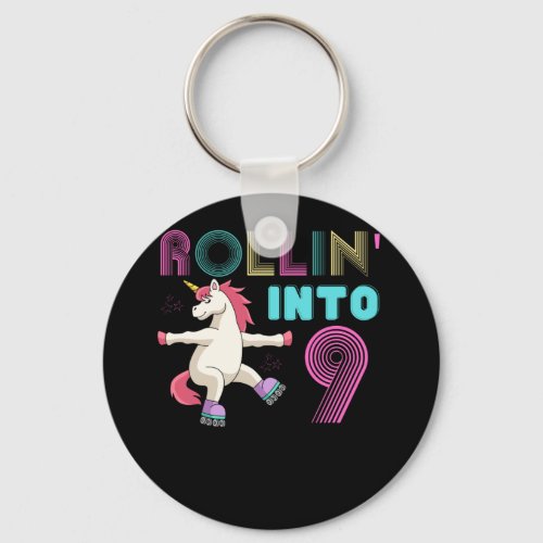Rolling into 9 _ roller scate unicorn keychain