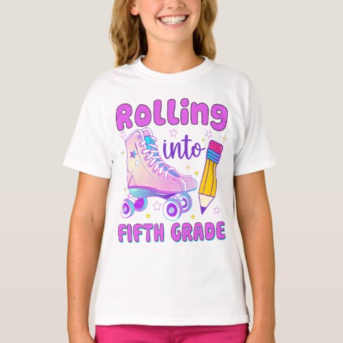 Rolling Into Fifth Grade  Roller Skating T_Shirt