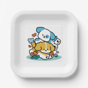 Rolling Into May Like Happy Pups – Cute Spring Dog Paper Plates