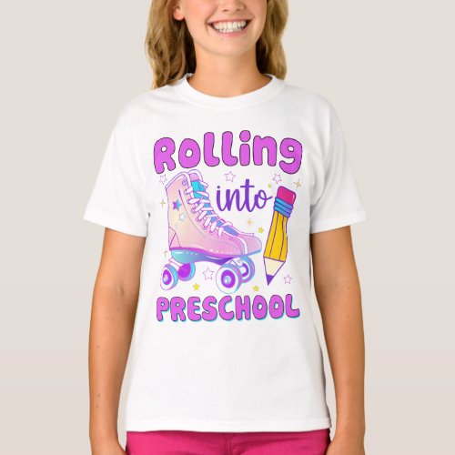 Rolling Into Preschool  Roller Skating T_Shirt