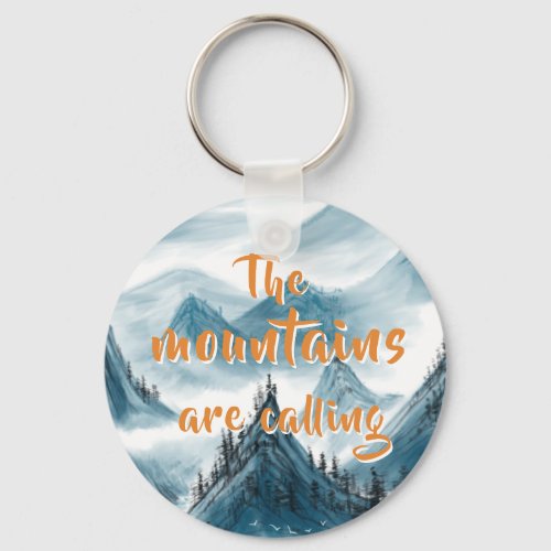 Rolling Mountains Artistic Painting Nature Lovers  Keychain