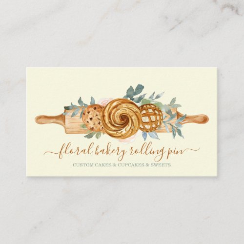 Rolling Pin Bakery Cakes Sweets Cookie beige Business Card