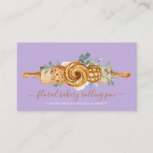 Rolling Pin Bakery Cakes Sweets Cookie purple Business Card