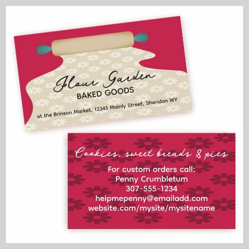Customizable baker baking rolling pin dough business card