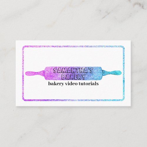 Rolling pin glitter cute girly bakery business card