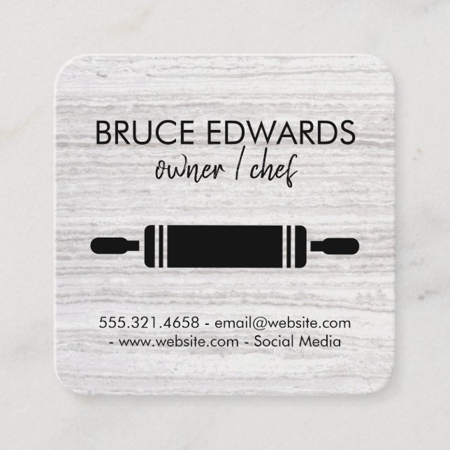 Rolling Pin Modern Lines Texture Square Business Card (Front)