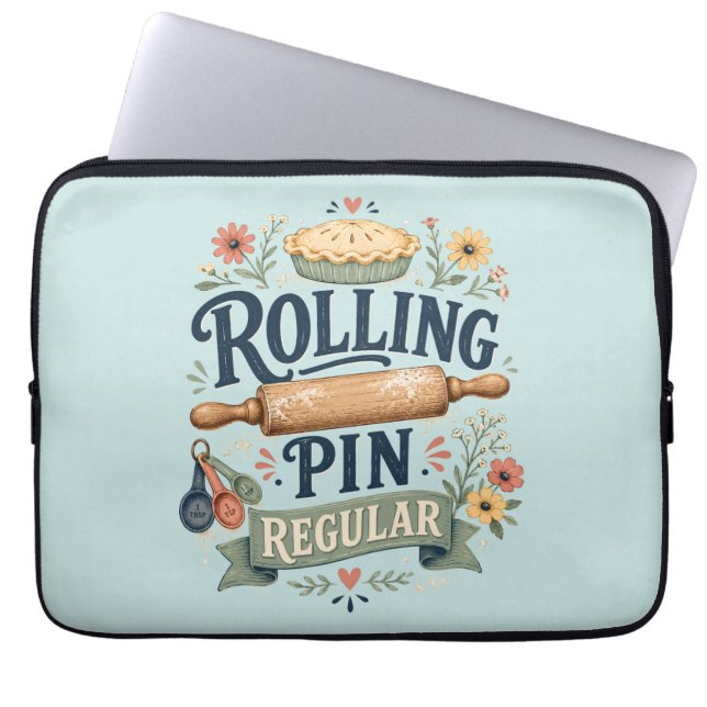 Rolling Pin Regular Cottage Baker Laptop Sleeve (Front)