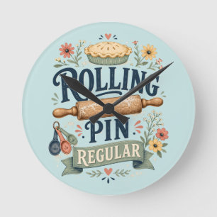 Rolling Pin Regular Cottage Baker Round Clock