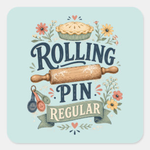 Rolling Pin Regular Cottage Baker Square Sticker