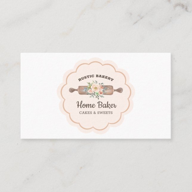 Rolling Pin Rustic Bakery Business Card (Front)