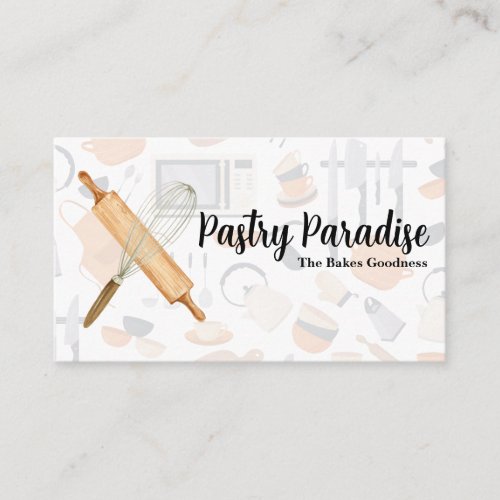 Rolling Pin Whisk  Baking Business Card
