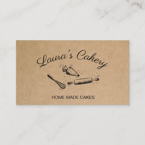 rolling pin  whisk cupcake Bakery Craft Paper Bus Business Card