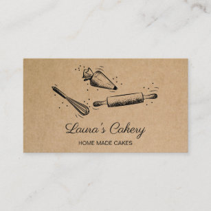 rolling pin & whisk cupcake Bakery Craft Paper Business Card