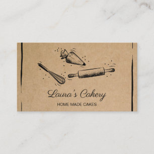 rolling pin & whisk cupcake Bakery Craft Paper Business Card