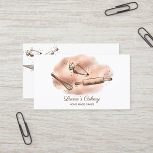 rolling pin & whisk cupcake Bakery Dripping Gold Business Card
