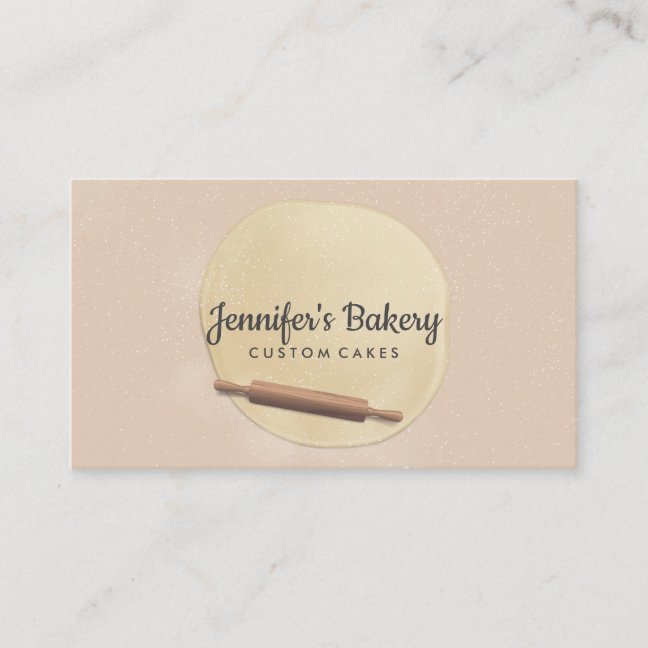Rolling Pin with Dough beige ivory Business Card