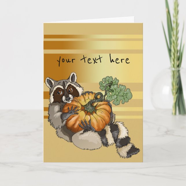 Rolling Raccoon Pumpkin Bandit Holiday Card (Front)
