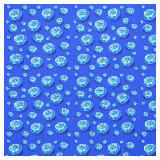 Rolling Rhythm: Blue Lawn Bowls Pattern in Oils  Fabric (Swatch)