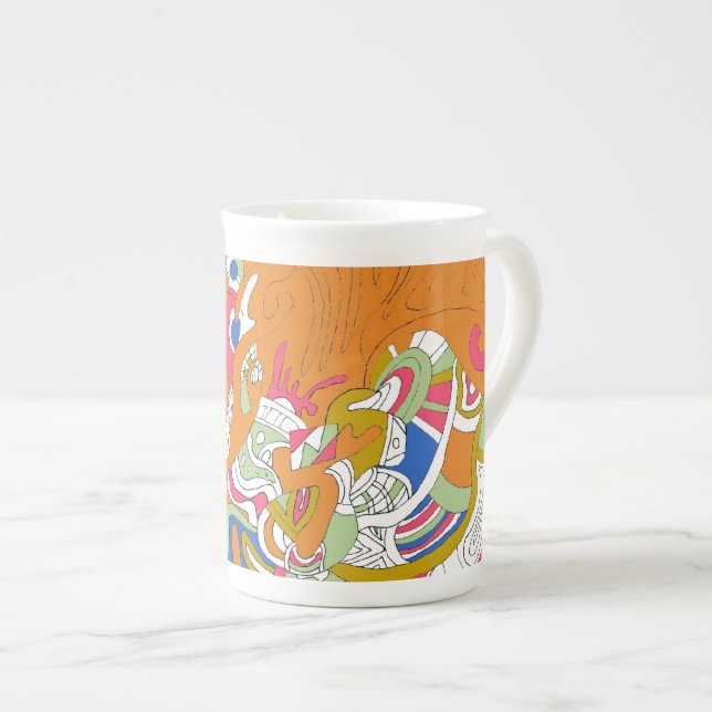 "Rolling Sky" Abstract Art Bone China Mug (Front Right)