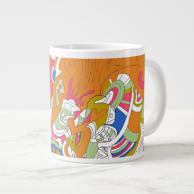 "Rolling Sky" Abstract Art Large Coffee Mug (Front Right)