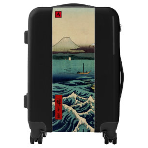 ROLLING SUITCASE JAPANESE PRINT W/ SEA DIY INITIAL