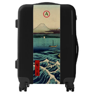 ROLLING SUITCASE JAPANESE PRINT W/ SEA DIY INITIAL