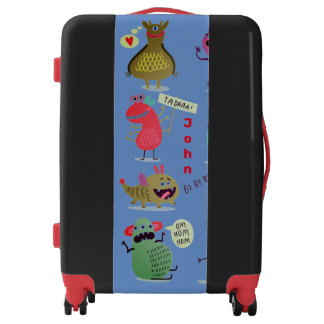 ROLLING SUITCASE WITH MONSTERS AND CUSTOM NAME