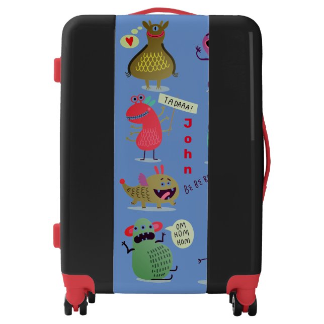 ROLLING SUITCASE WITH MONSTERS AND CUSTOM NAME (Front)