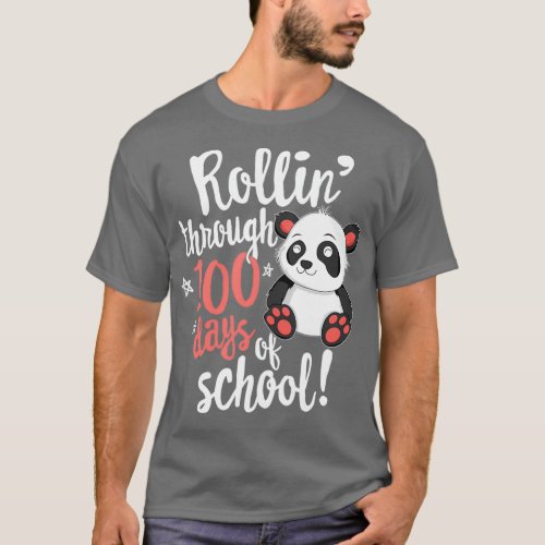 Rolling Through 100 Days Of School for Girls Panda T_Shirt