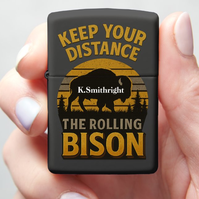 Rolling Thunder Bison Flame Zippo Lighter (In Hand)