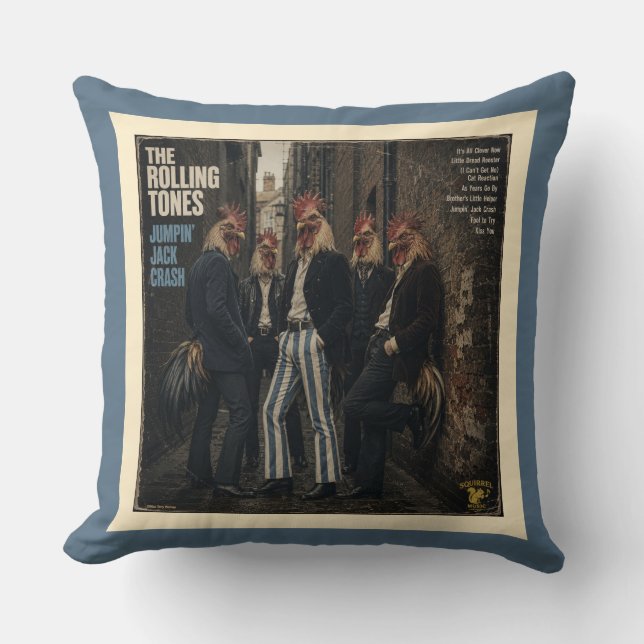 Rolling Tones: a Parody Throw Pillow (Front)