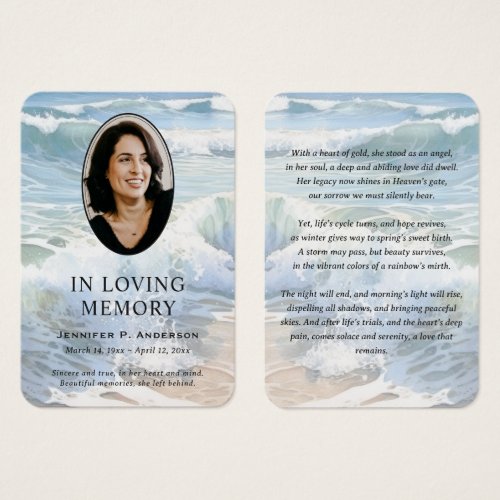 Rolling Waves Photo Memorial Prayer Cards