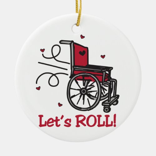 Rolling Wheelchair Ceramic Ornament