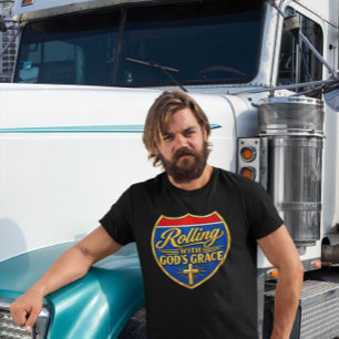 Rolling with God’s Grace Christian Faith Trucker T-Shirt