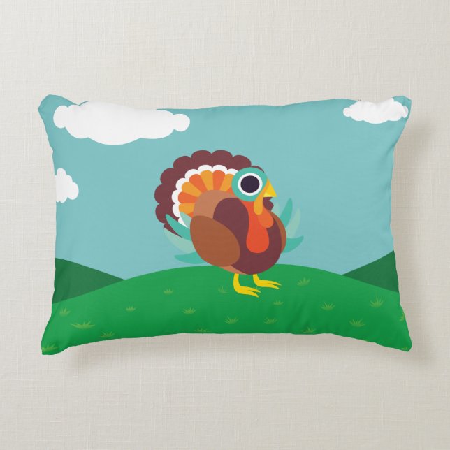 Rollo the Turkey Decorative Pillow (Front)